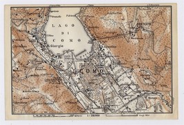 1913 Original Antique Map Of Vicinity Of City Of Como Lake Como Lombardy / Italy - £17.13 GBP