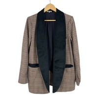 Gimmicks Plaid Blazer Large Women&#39;s BKE velvet lapel suit jacket oversized - $21.78