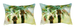 Pair of Betsy Drake Betsy’s Palms No Cord Pillows 15 Inch X 22 Inch - £63.30 GBP