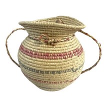 Vintage Basket Purse Wall Hanging Planter Vase Woven Coil Round Southwest 8.5” - £19.56 GBP