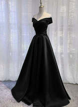 Black Satin Off Shoulder Long Simple Evening Dress Formal Dresses,Stunning Party - £117.15 GBP