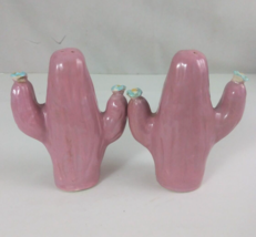 Vintage Pink Flowering Cactus 4&quot; Salt &amp; Pepper Shakers - $9.69