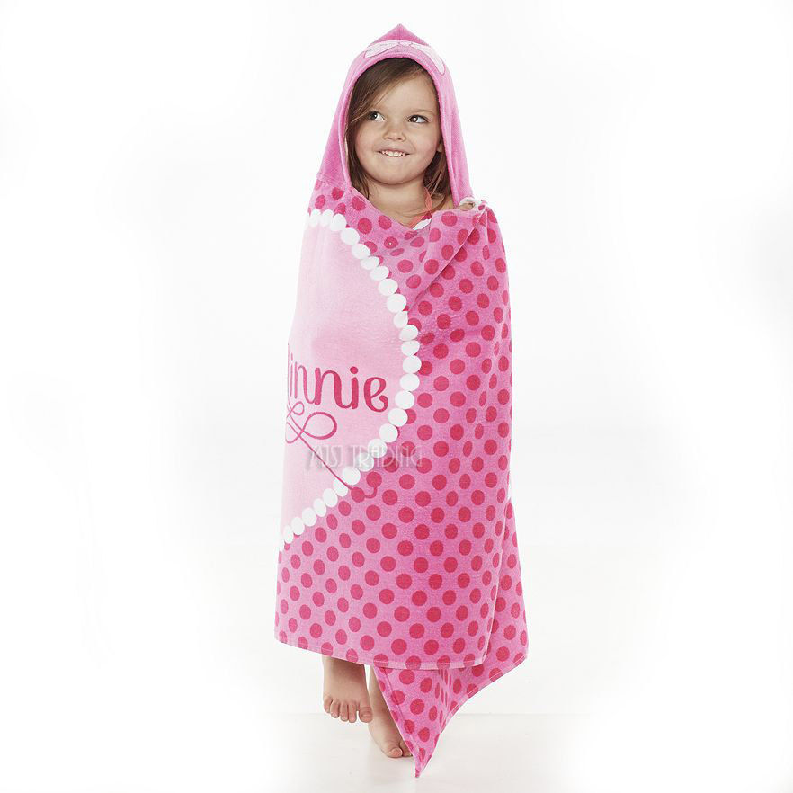 NWT DISNEY Minnie Bowtique Soft Cozy Bath Wrap Hooded Towel 100% Cotton Pink - $29.99