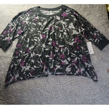 Lularoe Cozy Kate Abstract Floral Asymmetric Tunic Top  Casual Blouse Wo... - £12.65 GBP