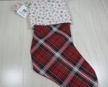 Brio Designs NEW Christmas Stocking Red Silver black plaid green snowflakes - $9.00