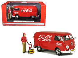 1963 Volkswagen Type 2 T1 Coca-Cola Cargo Van w Delivery Driver Figurine w Handc - $70.47