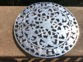 Sterling Overlay Glass Trivet Webster Silver Co. Old Heavy Silver - $63.58