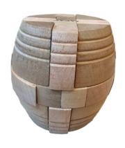 Interlocking Wood Barrel Puzzle Box Made in Japan 3D Brain Teaser Vintage 1965 - £15.81 GBP