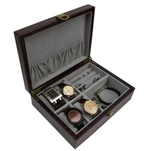 Decorebay Crocodile Leather Watch Cufflink jewelry Storage Box - seal Brown - £51.94 GBP