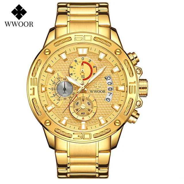 Mens Watches Top Brand Fashion Luxury Gold Stainless Steel Quartz Watch ... - £39.22 GBP