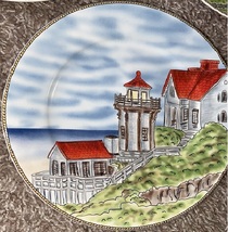 Collectible Royal Norfolk Lighthouse Scenery 7.5&quot; Salad Plate - £15.10 GBP