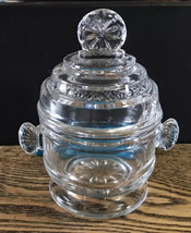 Eapg Antique Bryce Higbee &quot;Alaric&quot; Clear Glass Mustard Jar w/ Lid Butterfly Ears - £11.68 GBP