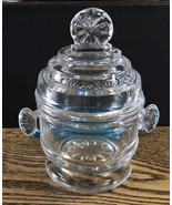 EAPG Antique Bryce Higbee &quot;ALARIC&quot; Clear Glass Mustard Jar w/ Lid BUTTER... - $14.85