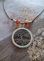 Tree of Life Filigree Ibiza style Boho necklace. Bohemian Silver-tone bi... - $47.88 CAD