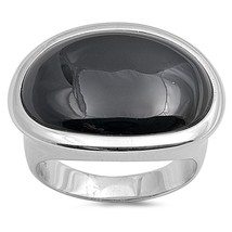 Onyx Ring Sterling Silver Oval Simulated Onyx Ring - £48.75 GBP
