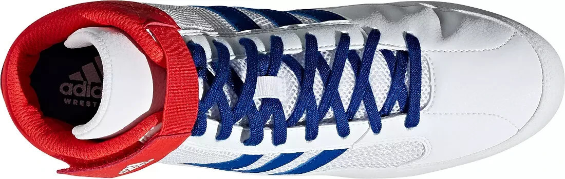 Adidas G25909 HVC Youth Kids Size 4.5 Wrestling Shoes White w/ Blue Stripes Item image 10