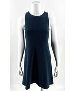 Ann Taylor LOFT Dress Sz 2 Teal Blue Black Diamond Textured Fit Flare Sl... - $33.73 CAD