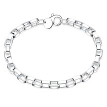 Wide Box Chain Bracelet Sterling Silver Size 7 - £8.98 GBP