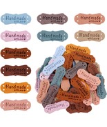 50pcs Handmade Leather Labels Microfiber Colorful Leather Labels with Lo... - £16.47 GBP