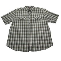 Wolverine Shirt Mens XL Tan Plaid Workwear Outdoors Short Sleeve Button Up - $18.69