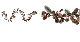 39.5&quot; Holiday Moments Pine Cones Berry Winter Christmas Twig Garland - £31.78 GBP