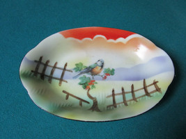 BIRD VANITY DISH OVAL TRAY 7 X 5&quot; MADE IN GERMANY  HANDPAINTED - $55.43