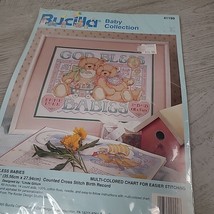 Bucilla Baby Cross Stitch Kit 41199 God Bless Babies Birth Record 1995 NEW - £9.38 GBP