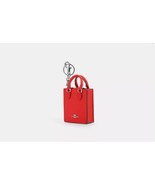 COACH NORTH/SOUTH MINI TOTE BAG CHARM REFINED PEBBLE LEATHER RED - $120.00