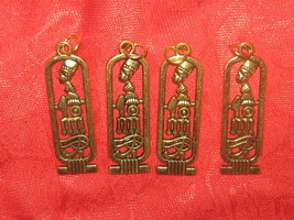 Wholesale Lot Of 4 Queen Nefertiti Eye of Horus Cartouche Gold Egypt Pendants - £12.62 GBP
