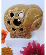 Vintage Mod Ceramic Elephant Flower Tea Light Candle Holder w Bird Friend - €19,10 EUR