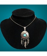 Southwest Sterling Silver and Turquoise Shadow Box Pendant 13 Grams 15” ... - £72.11 GBP