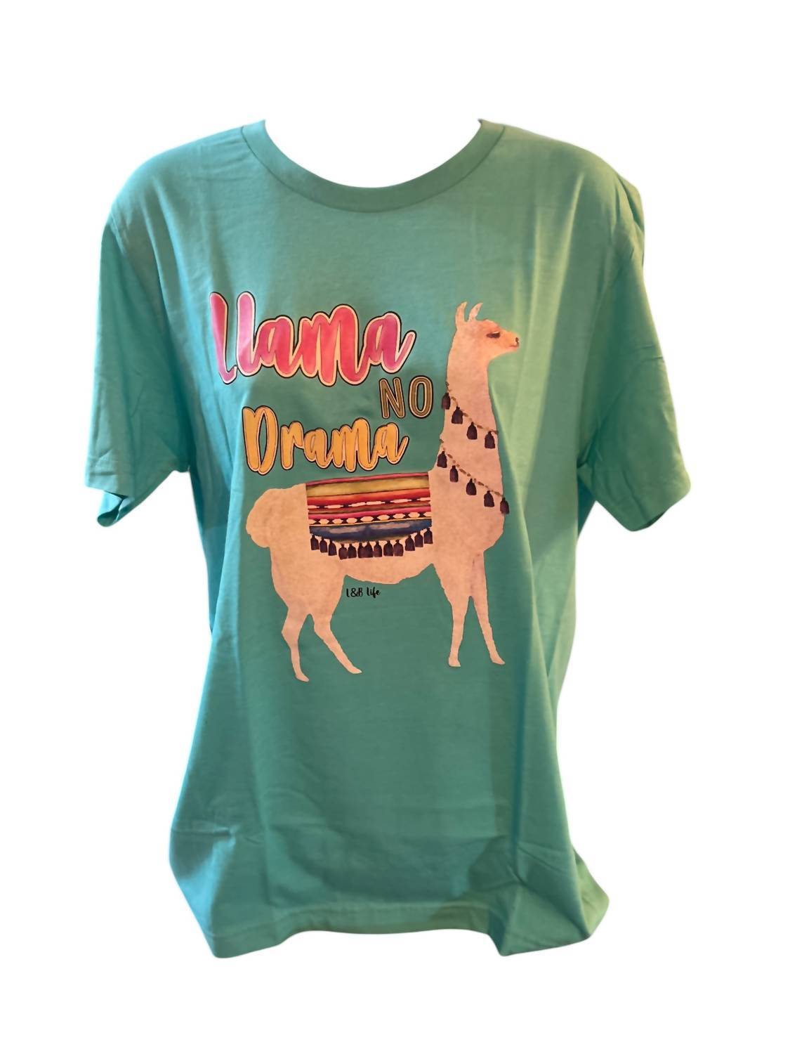Bella + Canvas women's llama no drama t-shirt in Turquoise