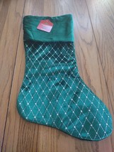 December Home Green Velvet Christmas Stocking - Brand New - $19.26