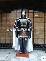 Black Medieval Crusader Suit of Armor Full LARP Halloween Costume - £718.62 GBP