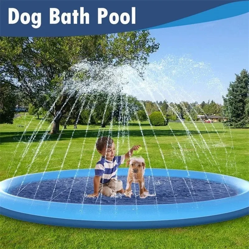 PVC Water Spray Pad Summer Dog Toys Pet Kids Outdoor Swimming Pool Splash Sprink - £48.58 GBP