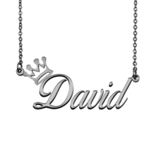 David Name Necklace Tag with Crown for Best Friends Birthday Party Gift - $15.99