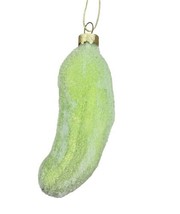 Frosted Glass Green Christmas Pickle Ornament Silver Tree  NWT&#39;s - £7.37 GBP