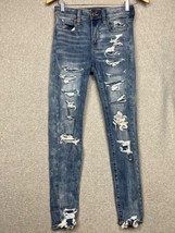 American Eagle Jeans High Rise Distress Womens 0 Classic Med Wash - $29.88