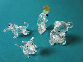 Swarovski Crystal Animals Paperweight Bear, Dog, Parrot And Cangaroo - £50.31 GBP