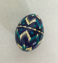 Vintage small blue pysanky egg Russian Orthodox Easter egg folk art handpainted - £15.78 GBP