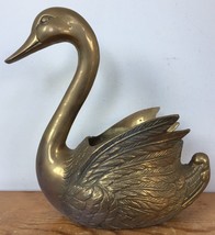Vtg Brass Swan Planter Duck Goose Figurine Plant Holder Hollywood Regenc... - £47.89 GBP