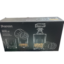 Shannon by Godinger Crystal Whiskey Decanter &amp; 4 Double Old Fashioned Glasses - £31.42 GBP