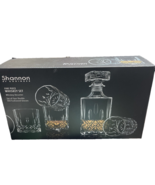 Shannon by Godinger Crystal Whiskey Decanter &amp; 4 Double Old Fashioned Gl... - $40.10