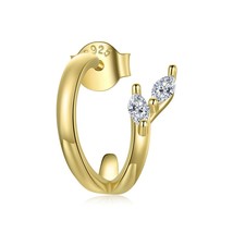 bamoer 1 PC Single Hoop Earrings Cuff for Women Gold Color 925 Silver Jewelry Ra - £14.44 GBP