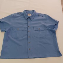 Vintage John Blair RN#81700 Men's Blue Button Up Pockets Short Sleeve Shirt 2XL image 9