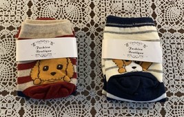 Two Pairs Fashion Boutique Girls Crew Socks Cocker Spaniel Dog Design One Size - $12.99