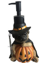 Halloween Pug Dog Pumpkin Resin Soap Lotion Pump Dispenser Witch Hat Spooky  - £23.13 GBP