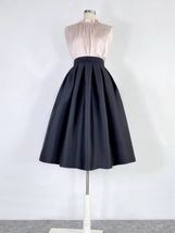 IVORY A-line Pleated Taffeta Skirt Wedding Party Guest Midi Skirt Outfit image 7