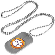 Clemson Tigers Dog Tag Necklace with embedded collegiate medallion - £11.79 GBP