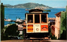 California San Francisco Cable Car Hyde Street Hill Alcatraz The Rock Postcard - £5.86 GBP